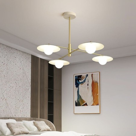 Lampada a sospensione nordica creativa G9 in ferro e vetro, a disco