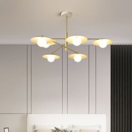 Lampada a sospensione nordica creativa G9 in ferro e vetro, a disco