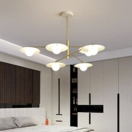 Lampada a sospensione nordica creativa G9 in ferro e vetro, a disco
