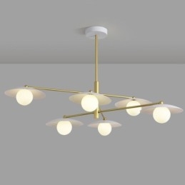 Lampada a sospensione nordica creativa G9 in ferro e vetro, a disco