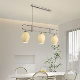 Lampada a sospensione nordica in ferro battuto a forma di stame, 3 luci, 90 x 35 cm