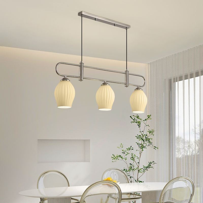 Lampada a sospensione nordica in ferro battuto a forma di stame, 3 luci, 90 x 35 cm