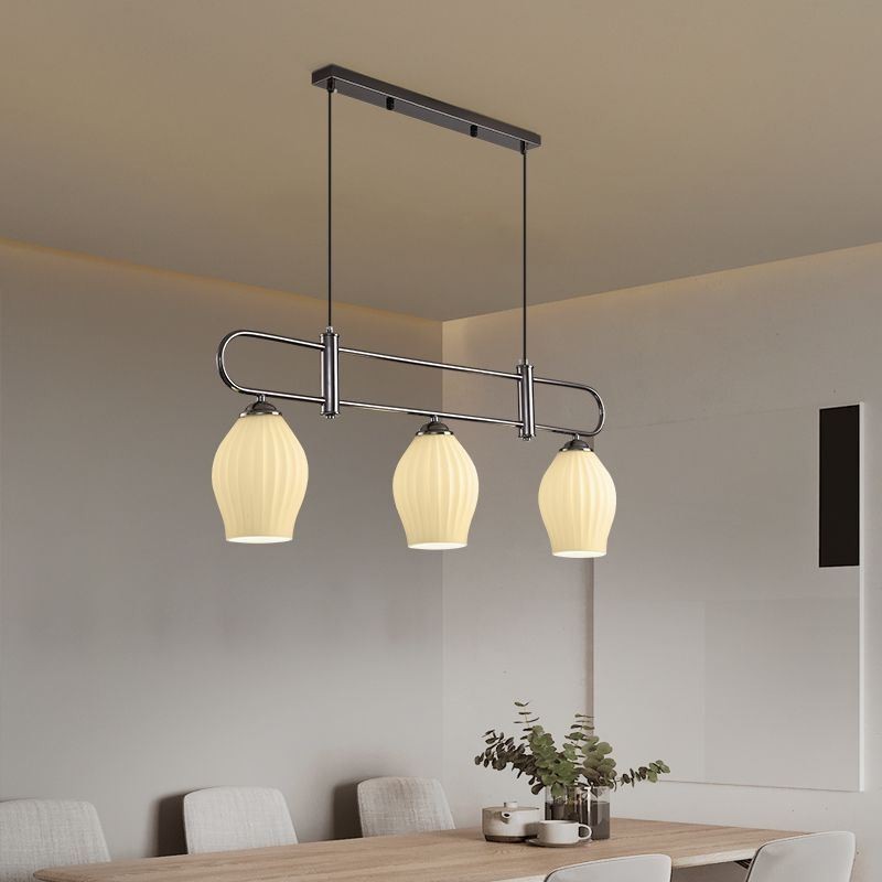 Lampada a sospensione nordica in ferro battuto a forma di stame, 3 luci, 90 x 35 cm