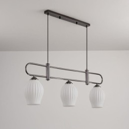 Lampada a sospensione nordica in ferro battuto a forma di stame, 3 luci, 90 x 35 cm