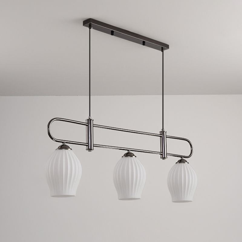 Lampada a sospensione nordica in ferro battuto a forma di stame, 3 luci, 90 x 35 cm