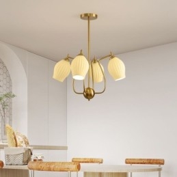 Lampada a sospensione nordica in ferro battuto rame naturale, 4/6/8 luci E26/E27