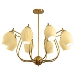 Lampada a sospensione nordica in ferro battuto rame naturale, 4/6/8 luci E26/E27