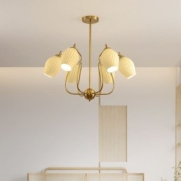 Lampada a sospensione nordica in ferro battuto rame naturale, 4/6/8 luci E26/E27