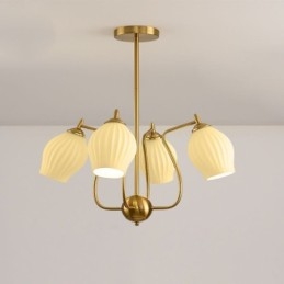 Lampada a sospensione nordica in ferro battuto rame naturale, 4/6/8 luci E26/E27