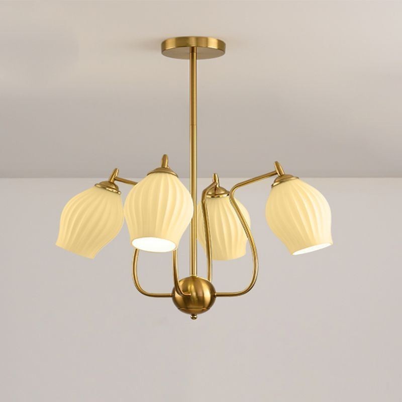 Lampada a sospensione nordica in ferro battuto rame naturale, 4/6/8 luci E26/E27