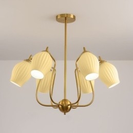 Lampada a sospensione nordica in ferro battuto rame naturale, 4/6/8 luci E26/E27