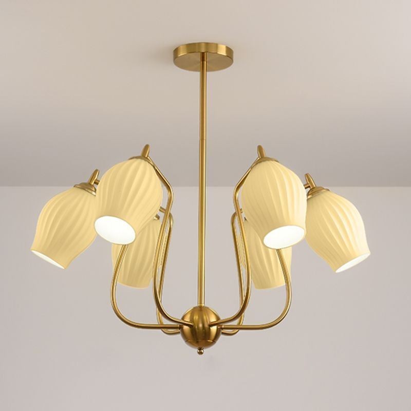 Lampada a sospensione nordica in ferro battuto rame naturale, 4/6/8 luci E26/E27