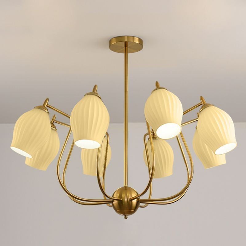 Lampada a sospensione nordica in ferro battuto rame naturale, 4/6/8 luci E26/E27