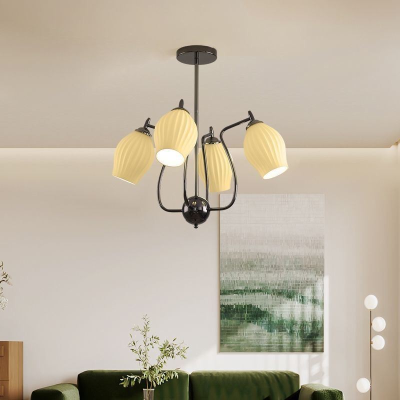 Lampada a sospensione nordica creativa in ferro nero canna di fucile con asta da soffitto