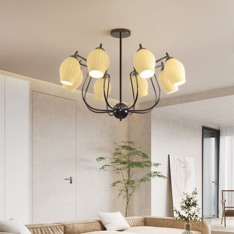 Lampada a sospensione nordica creativa in ferro nero canna di fucile con asta da soffitto