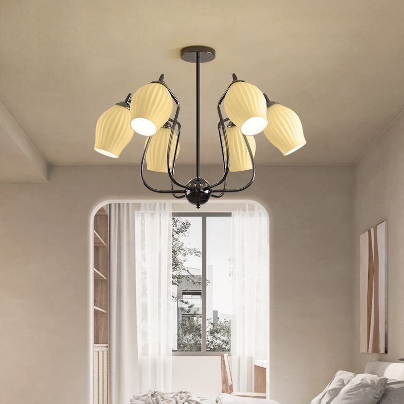 Lampada a sospensione nordica creativa in ferro nero canna di fucile con asta da soffitto
