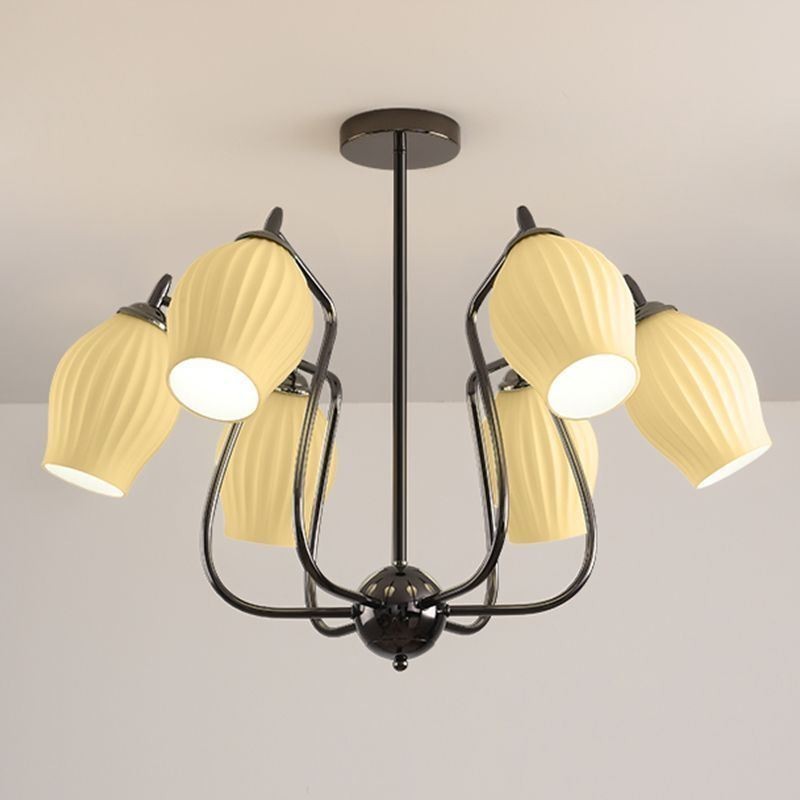 Lampada a sospensione nordica creativa in ferro nero canna di fucile con asta da soffitto