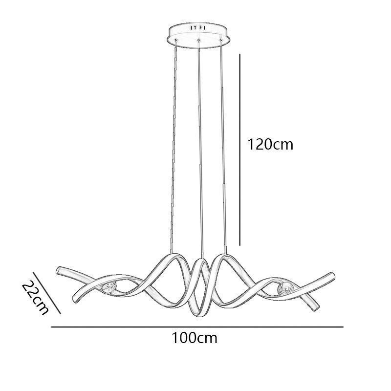 Lampada a sospensione LED minimalista in alluminio Arte a spirale 70 W 100×22×22 cm