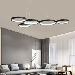 Lampada a sospensione LED in alluminio artistica moderna 5 luci 60 W 80×50×6 cm