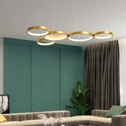 Lampada a sospensione LED in alluminio artistica moderna 5 luci 60 W 80×50×6 cm