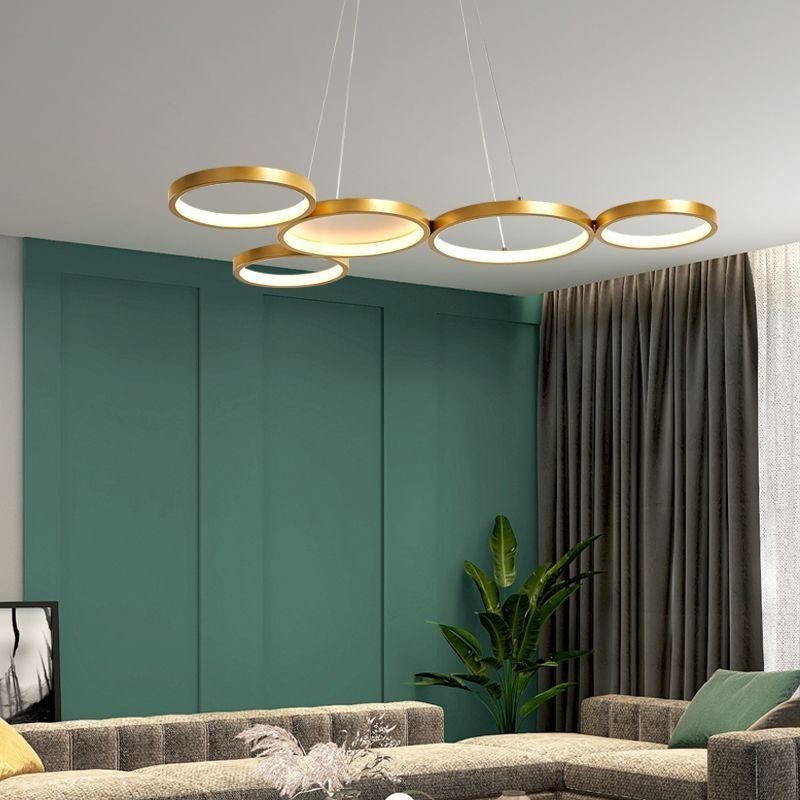 Lampada a sospensione LED in alluminio artistica moderna 5 luci 60 W 80×50×6 cm