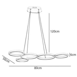 Lampada a sospensione LED in alluminio artistica moderna 5 luci 60 W 80×50×6 cm