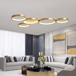Lampada a sospensione LED in alluminio artistica moderna 5 luci 60 W 80×50×6 cm
