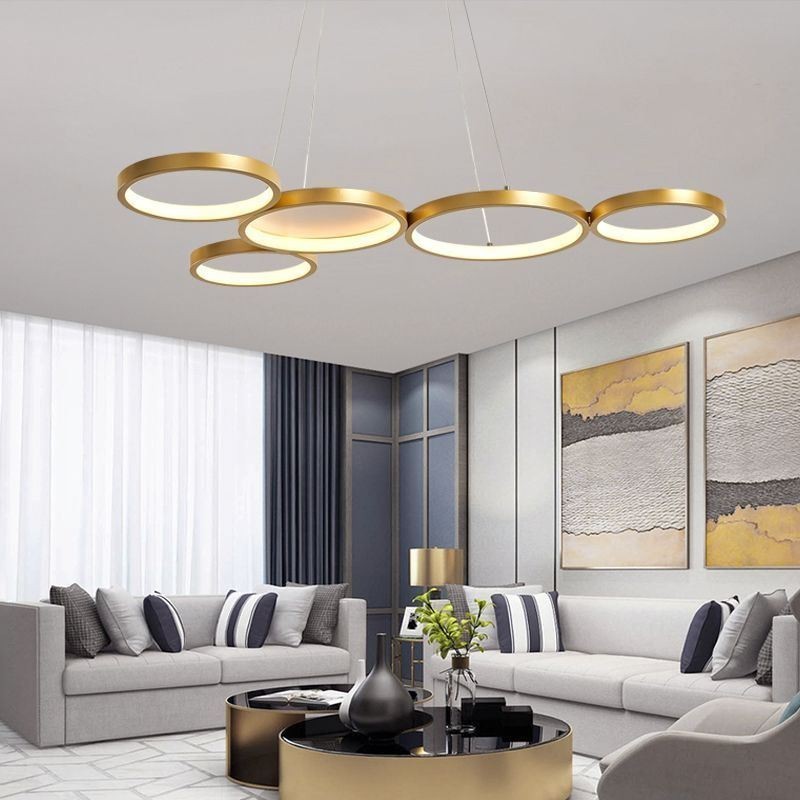 Lampada a sospensione LED in alluminio artistica moderna 5 luci 60 W 80×50×6 cm