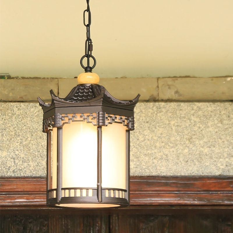 Lampada a sospensione da esterno cinese per gazebo esagonale impermeabile IP23
