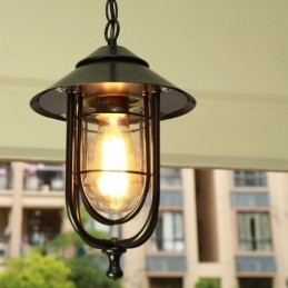 Lampada a sospensione da esterno vintage a gabbia per uccelli impermeabile 21x35 cm E26/E27