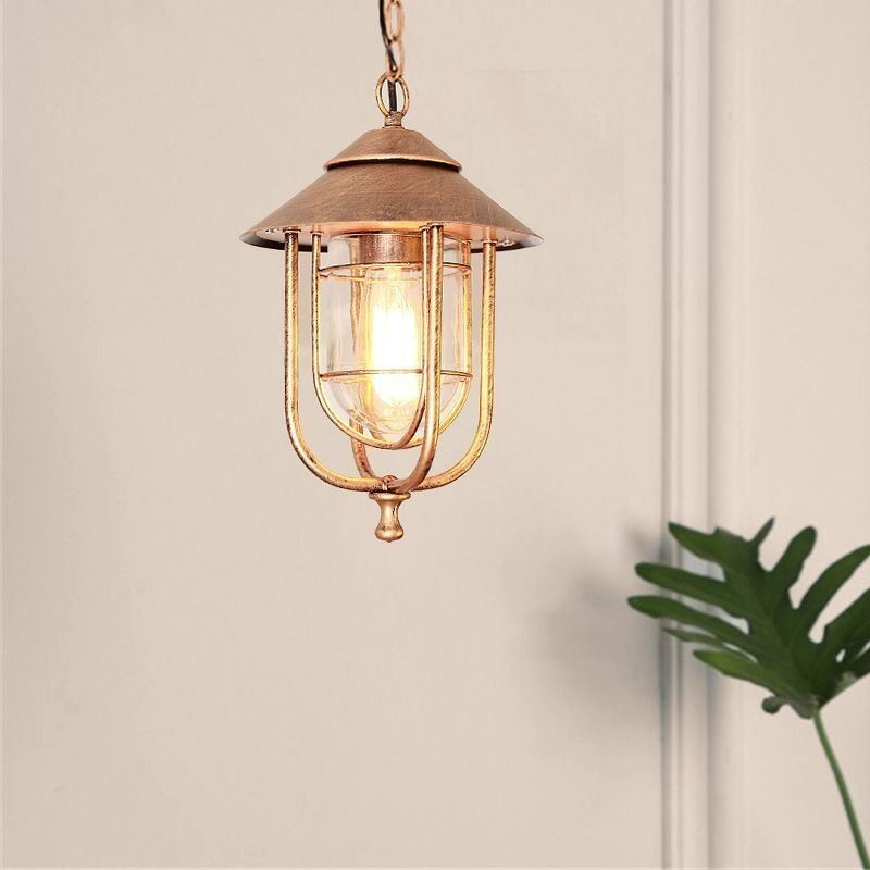 Lampada a sospensione da esterno vintage a gabbia per uccelli impermeabile 21x35 cm E26/E27