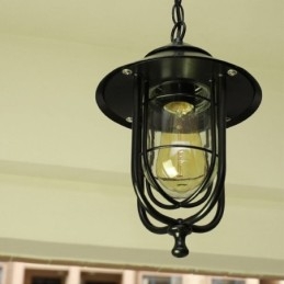 Lampada a sospensione da esterno vintage a gabbia per uccelli impermeabile 21x35 cm E26/E27