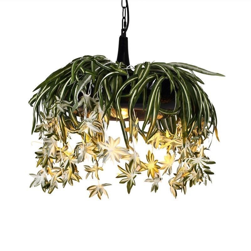 Lampada a sospensione industriale con pianta artificiale, 45×40 cm, E26/E27