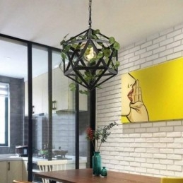 Lampada a sospensione vintage industriale in ferro a gabbia 35x35 cm E26/E27