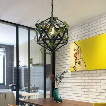 Lampada a sospensione vintage industriale in ferro a gabbia 35x35 cm E26/E27
