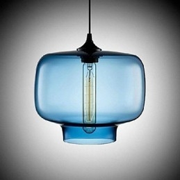 Lampada a sospensione design bottiglia 1 luce ferro verniciato e vetro