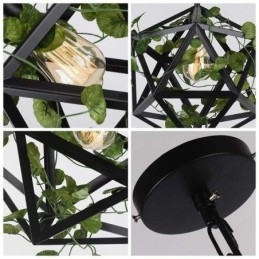 Lampada a sospensione vintage industriale in ferro a gabbia 35x35 cm E26/E27