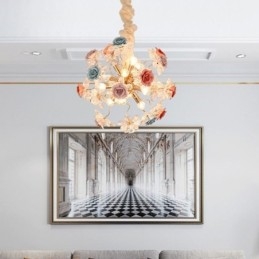 Lampadario a sospensione moderno a forma di fiore in cristallo