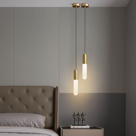 Lampada a sospensione moderna spazzolata in ottone e acrilico E26/E27 6x37 cm