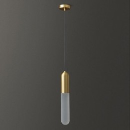 Lampada a sospensione moderna spazzolata in ottone e acrilico E26/E27 6x37 cm