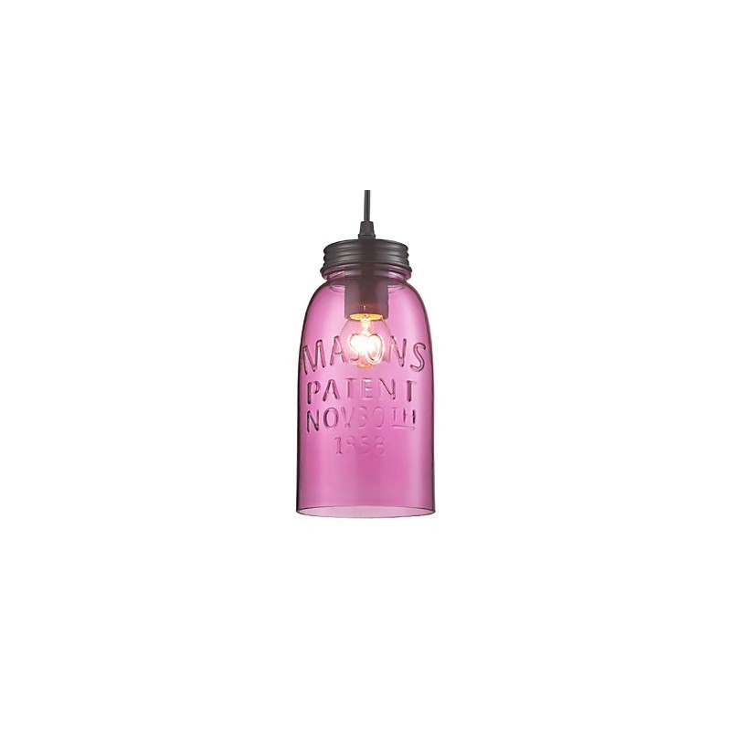 Lampada a sospensione in vetro rosa a bolle trasparenti 1 luce
