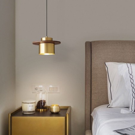 Lampada a sospensione moderna in ottone, 1 luce, attacco E26/E27, 20 × 10 cm