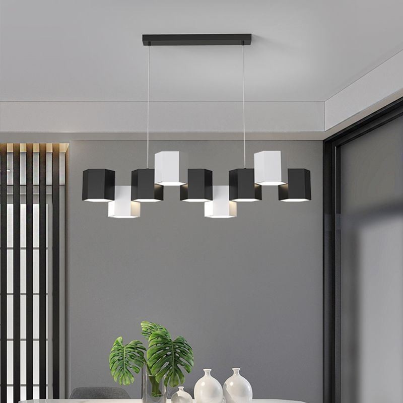 Lampada a sospensione LED esagonale moderna, 108 W, dimmerazione tricolore, 126 × 31 × 14 cm