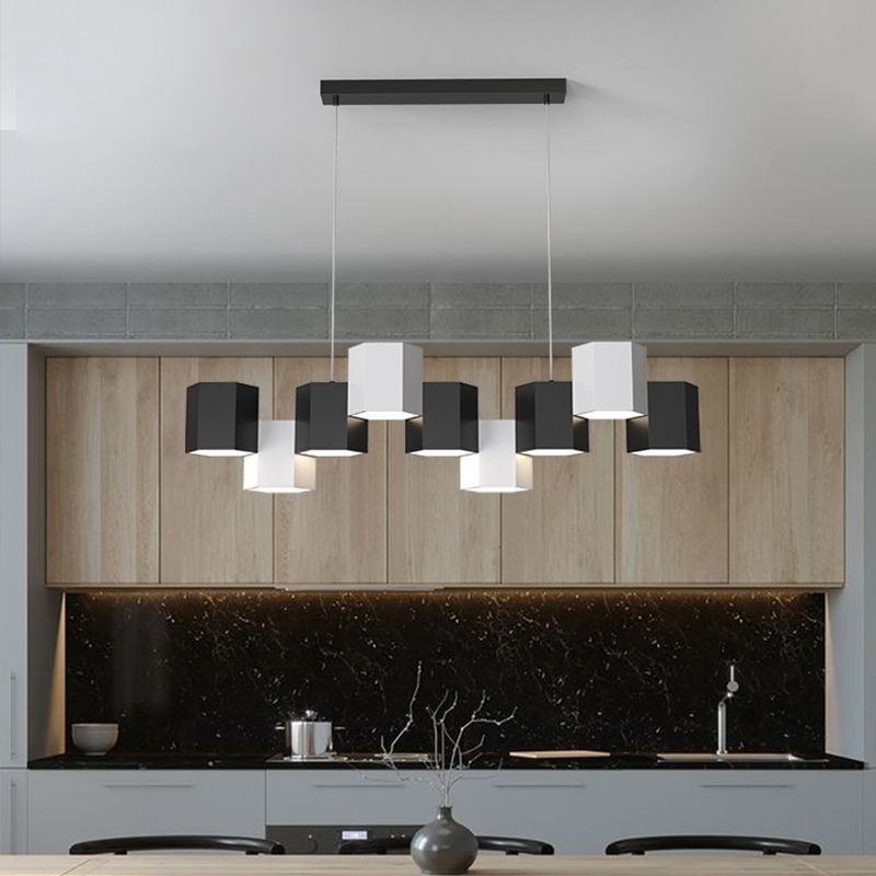 Lampada a sospensione LED esagonale moderna, 108 W, dimmerazione tricolore, 126 × 31 × 14 cm