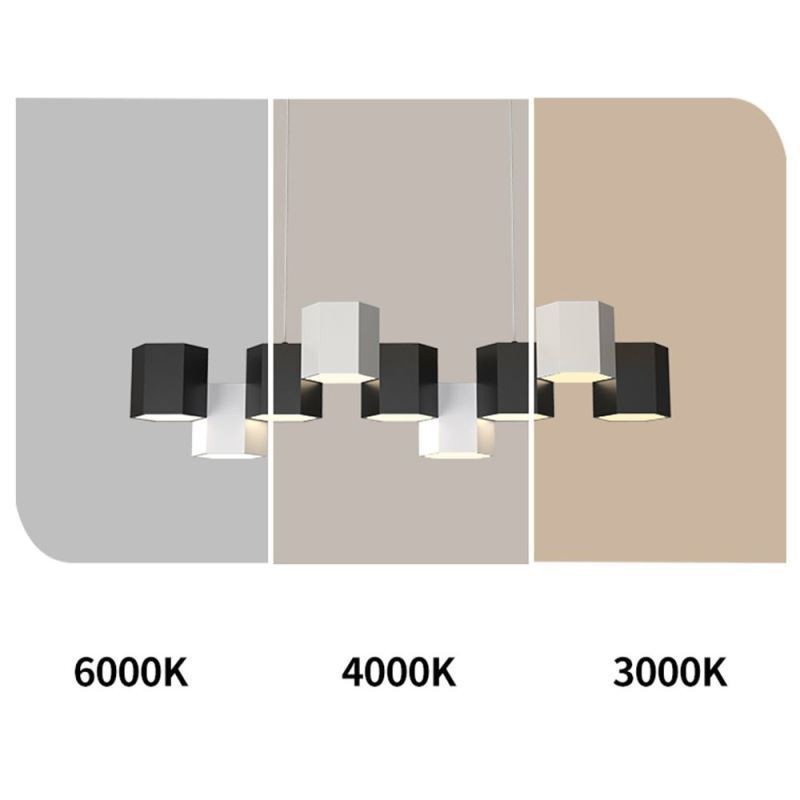 Lampada a sospensione LED esagonale moderna, 108 W, dimmerazione tricolore, 126 × 31 × 14 cm