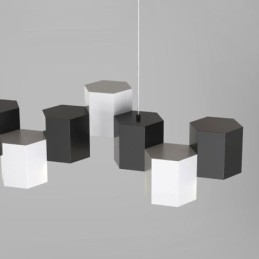 Lampada a sospensione LED esagonale moderna, 108 W, dimmerazione tricolore, 126 × 31 × 14 cm