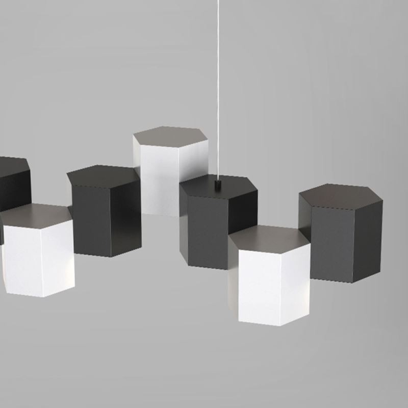 Lampada a sospensione LED esagonale moderna, 108 W, dimmerazione tricolore, 126 × 31 × 14 cm