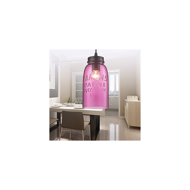 Lampada a sospensione in vetro rosa a bolle trasparenti 1 luce