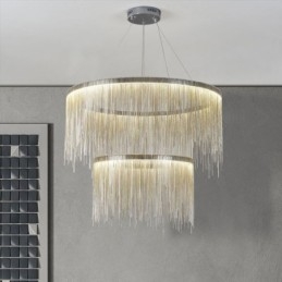 Lampadario a sospensione rotondo con nappina di lusso