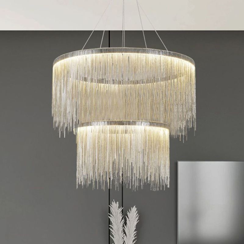 Lampadario a sospensione rotondo con nappina di lusso